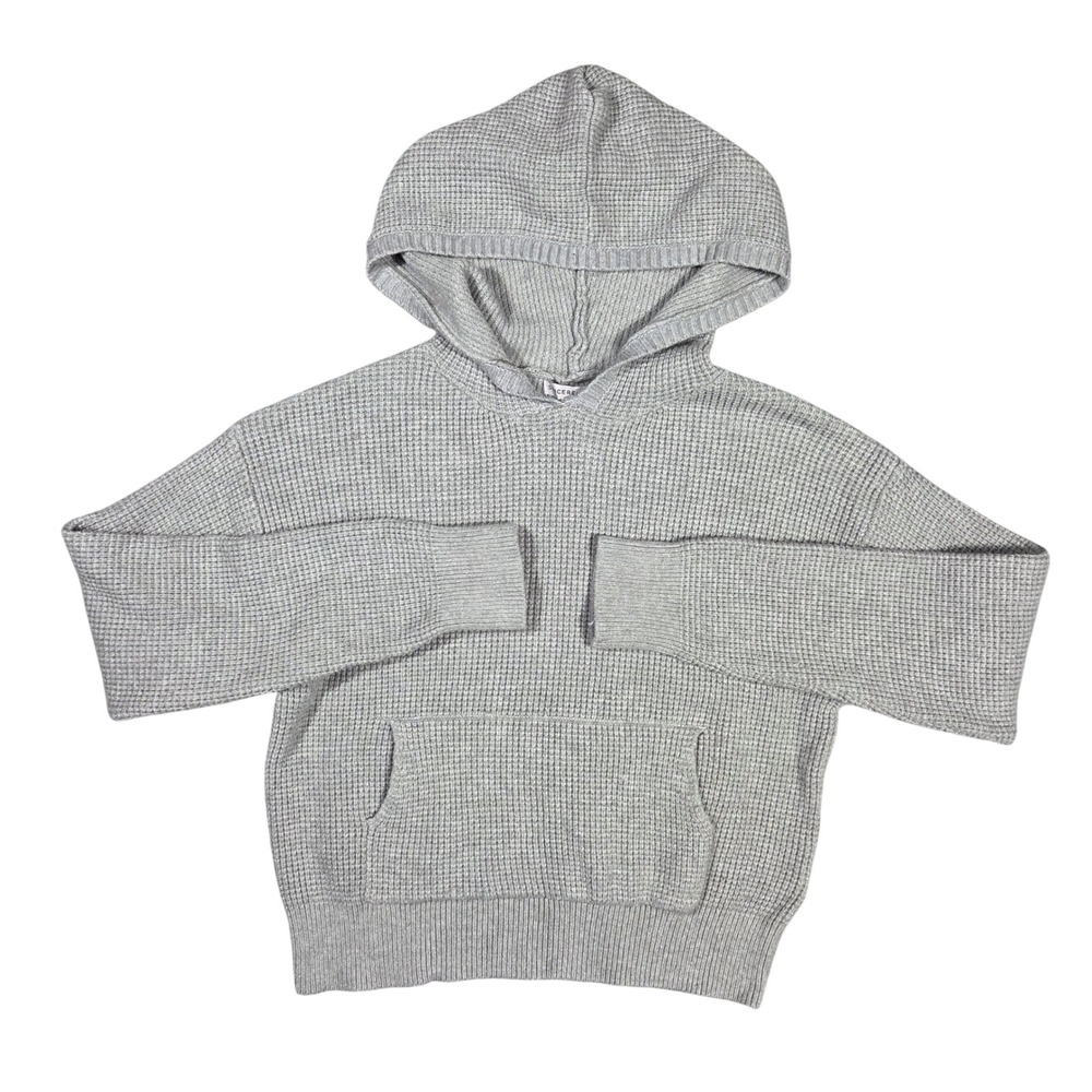 Sincerely Jules Women Grey Waffle Knit Hoodie Pullover XS Lounge Preppy